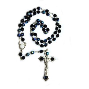 Rosario effetto Cristallo con placca in porcellana